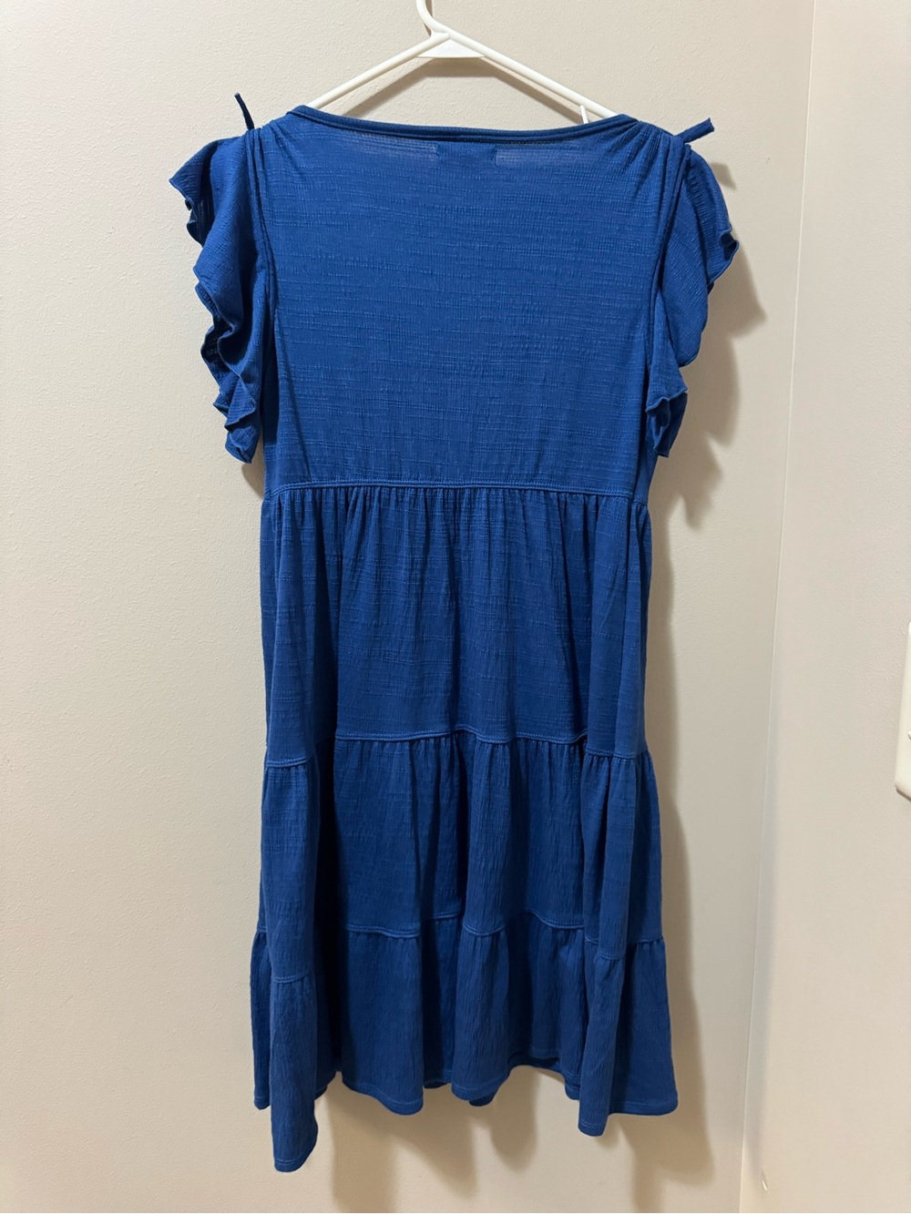 Max Studio Blue Ruffle Sleeve Tiered Dress - Picture 3 of 3